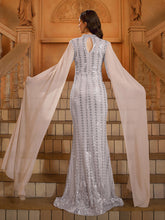 Stand Collar Leaf Sequin Arabian Dress